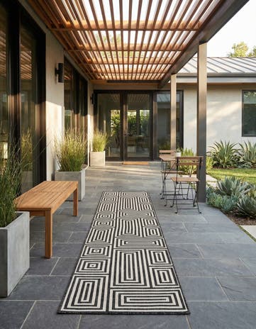 2' 7 x 12' Easy-Clean Modern Indoor / Outdoor Runner Rug