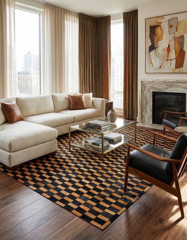 Detail image of  8' 3 x 9' 11 Cowhide - Patchwork Rug