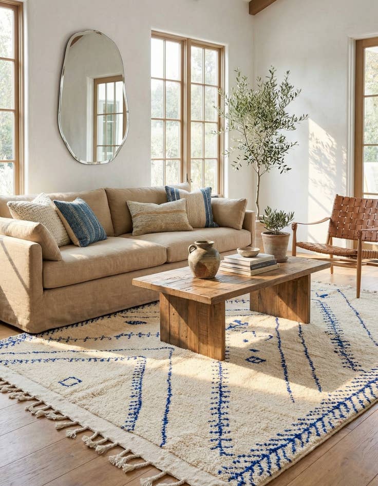 Detail image of 5' 5 x 8'  Hand Knotted Moroccan Wool Rug