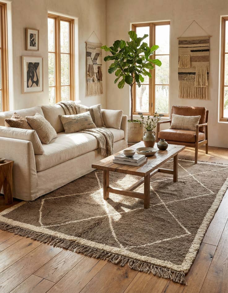 Detail image of 5' x 9'  Hand Knotted Moroccan Wool Rug