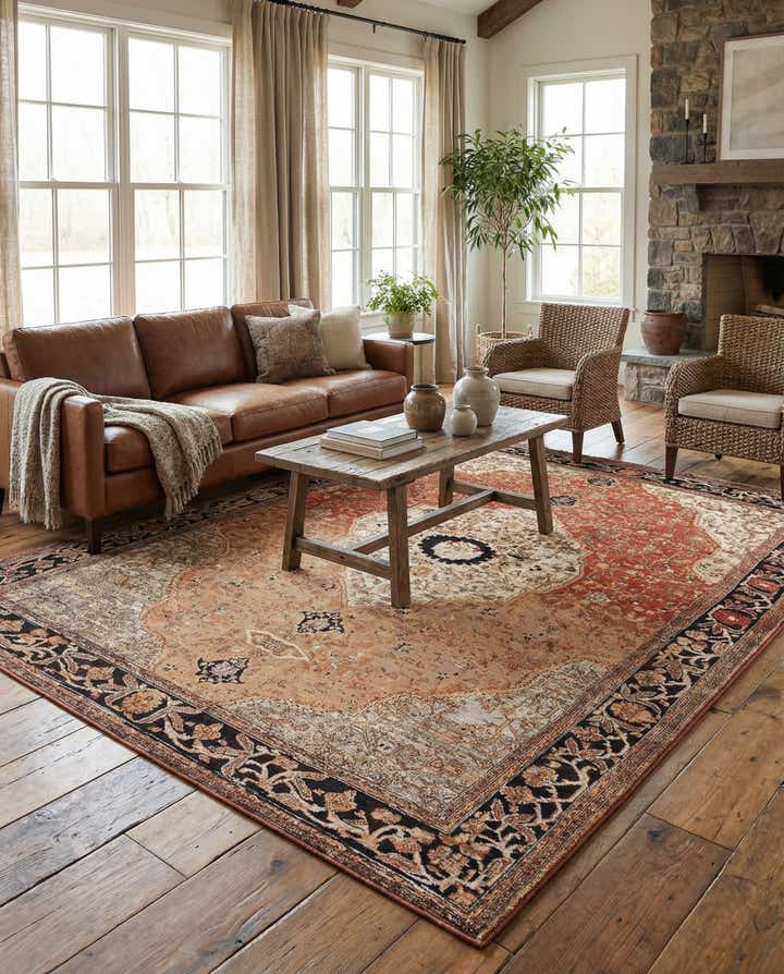 9' x 12' Easy-Clean Traditional Indoor / Outdoor Rug