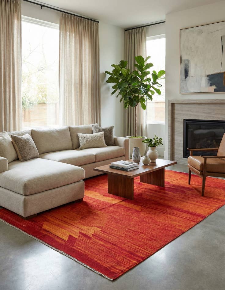 Detail image of 6' 10 x 9' 8  Hand Woven Kilim Modern Wool Rug