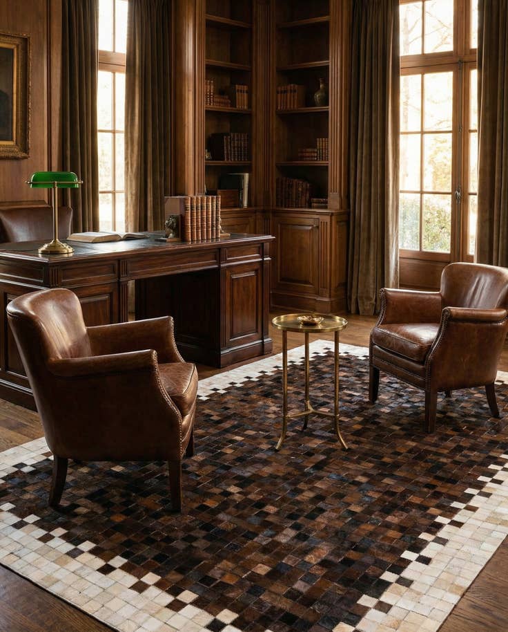 Detail image of 5' x 7' 11 Cowhide Stocks Rug