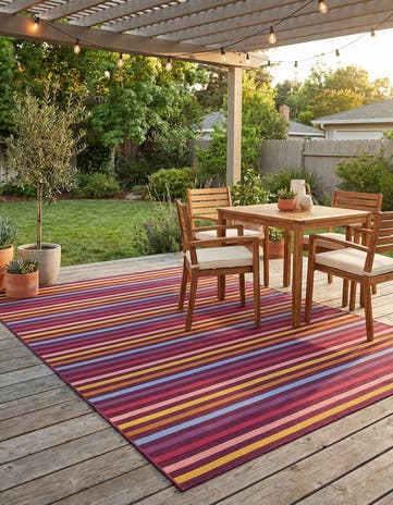 7' 10 x 10' Easy-Clean Ribbon Indoor / Outdoor Rug