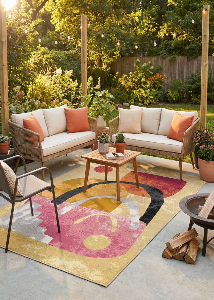 6' x 9' Easy-Clean Modern Indoor / Outdoor Rug