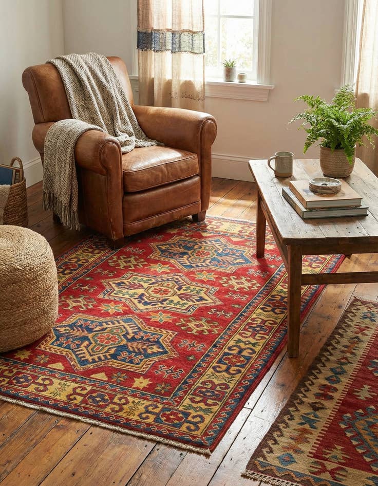 Detail image of 3' 5 x 4' 10  Hand Knotted Kazak Rug