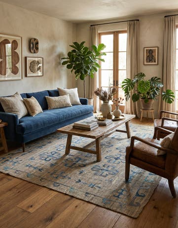 6' 7 x 9' Hand Woven Kilim Suzani Wool Rug
