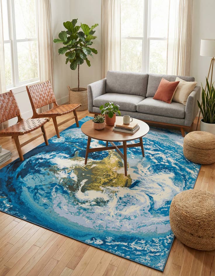 Detail image of 7' 10 x 10'  Washable Modern Indoor / Outdoor Rug