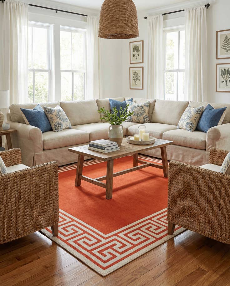 Detail image of 9' x 12' Easy-Clean Coastal Indoor / Outdoor Rug