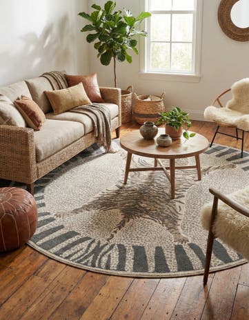 Gray and Ivory Savannah Round Rug