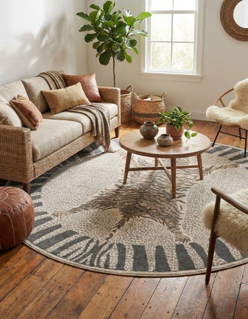 Gray and Ivory Savannah Round Rug