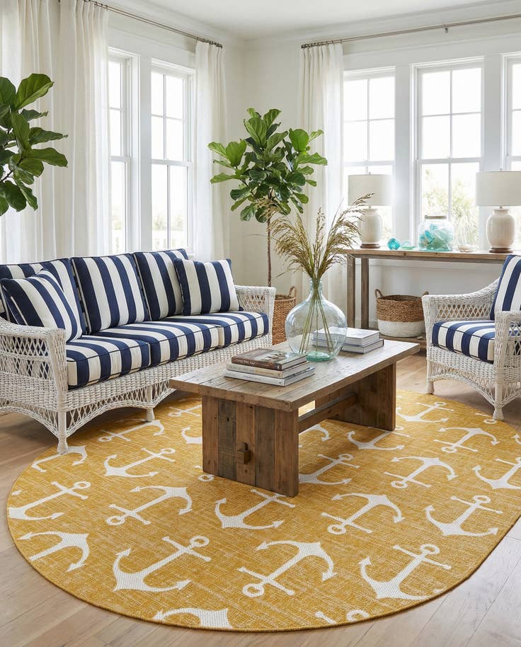 Detail image of 7' 10 x 10' Easy-Clean Coastal Indoor / Outdoor Oval Rug
