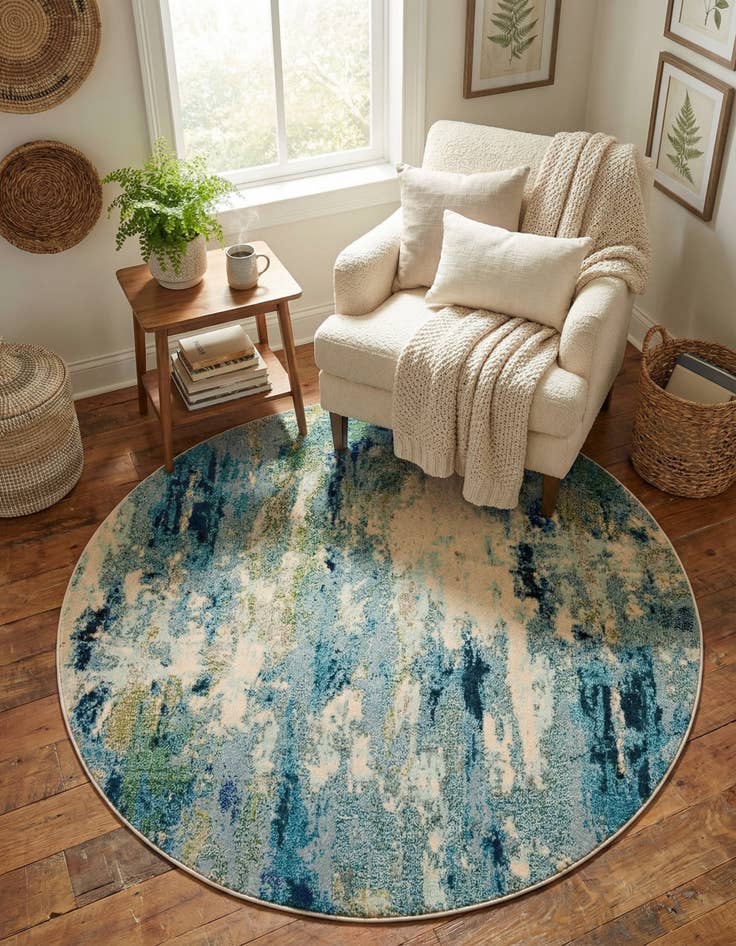 Detail image of 6' x 6'  Washable Spectrum Round Rug