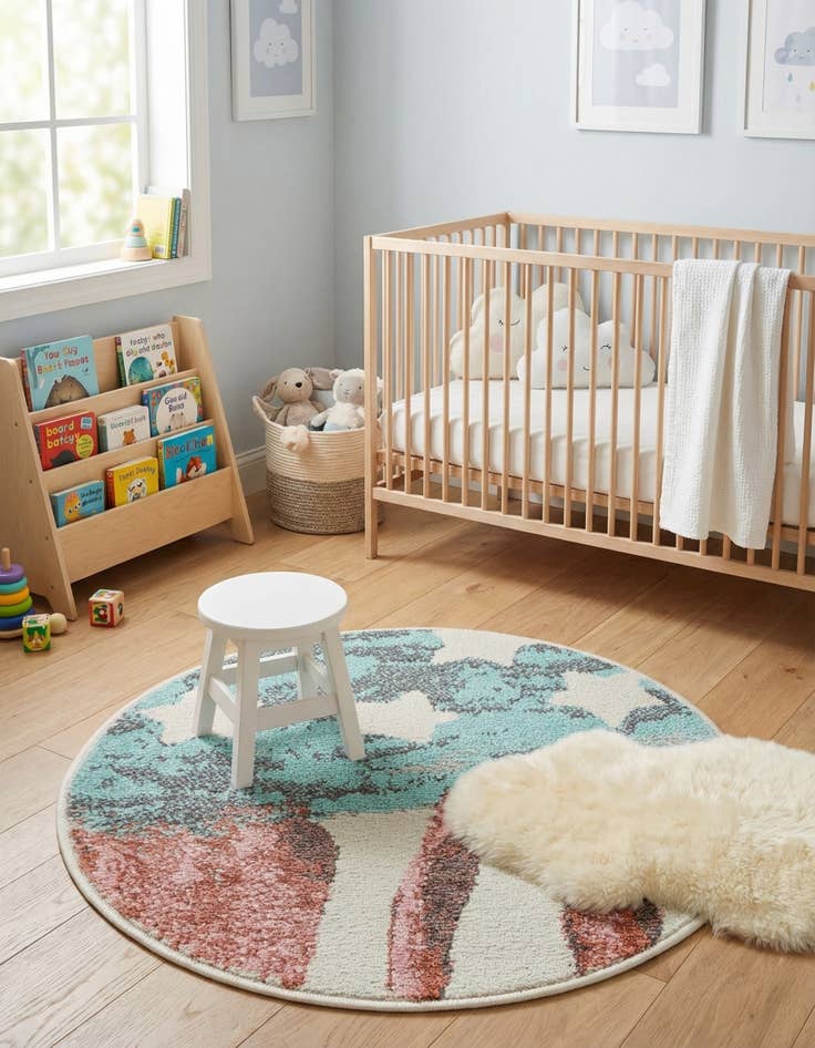 Detail image of 2' 2 x 2' 2 American Flag Whimsy Kids Round Rug