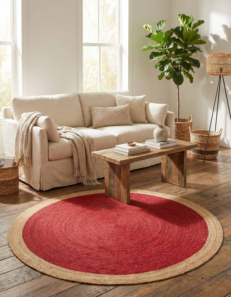 Detail image of 8' x 8'  Hand Braided Jute Round Rug