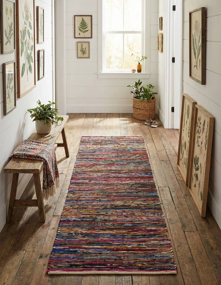 Detail image of 2' 7 x 10'  Hand Woven Chindi Cotton Runner Rug