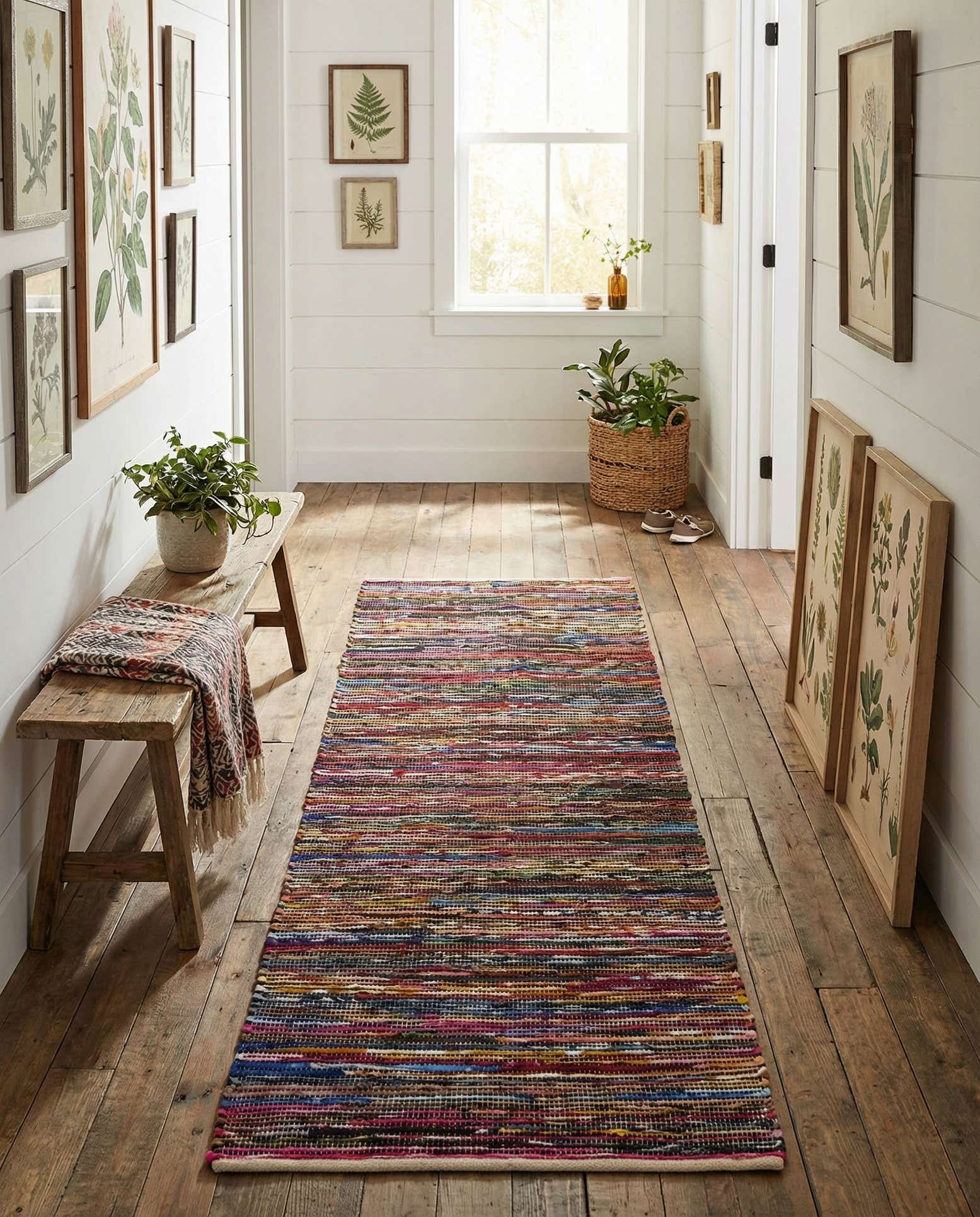2' 7 x 10' Hand Woven Chindi Cotton Runner Rug