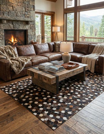 5' 1 x 8' 2 Cowhide Leather Rug
