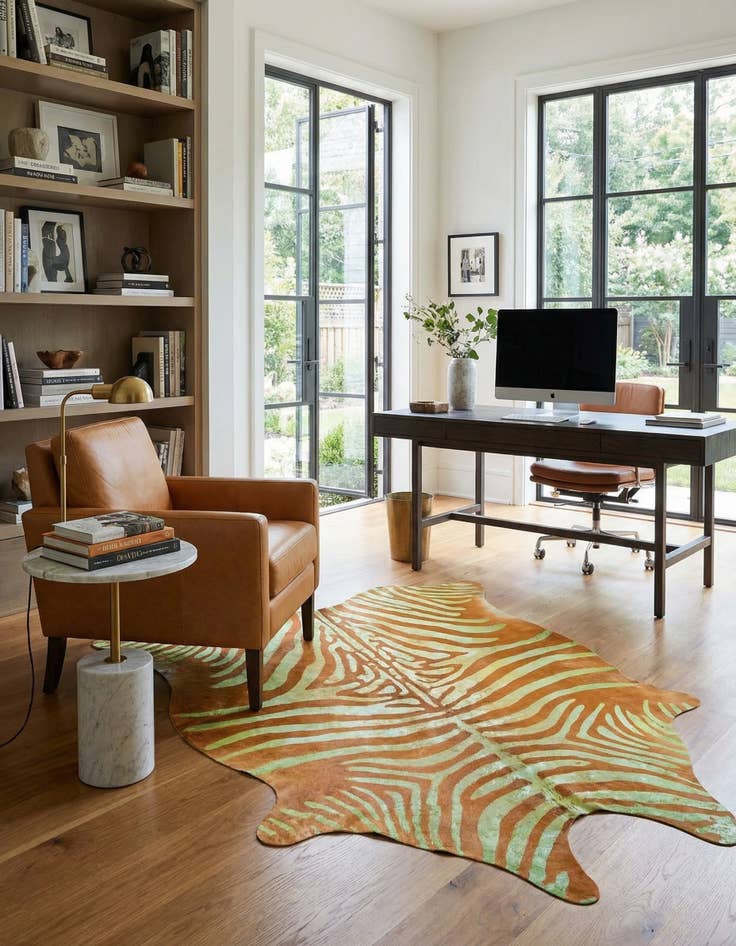 Detail image of 6' 9 x 7' 5 Cowhide Leather Freeform Rug