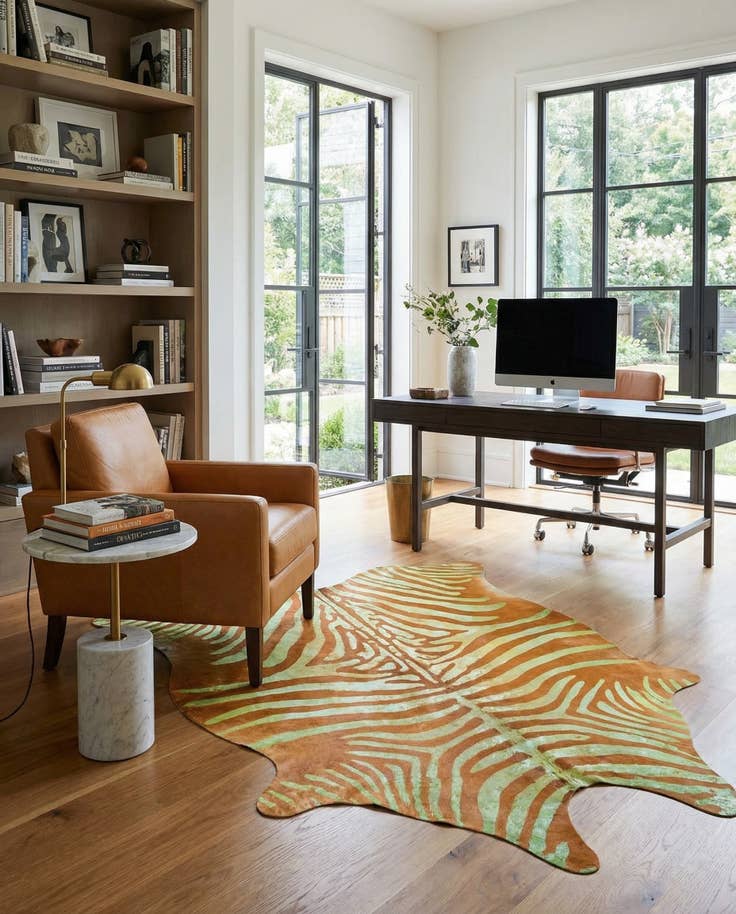 Detail image of 6' 9 x 7' 5 Cowhide Leather Freeform Rug