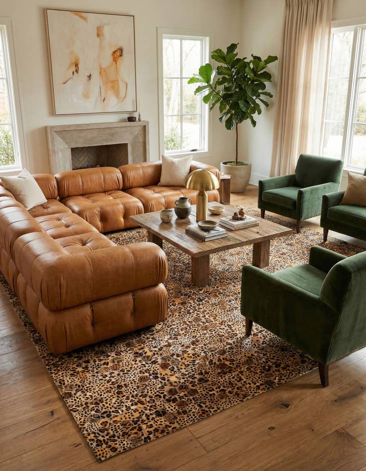 Detail image of 4' 11 x 7' 11 Cowhide Stocks Rug