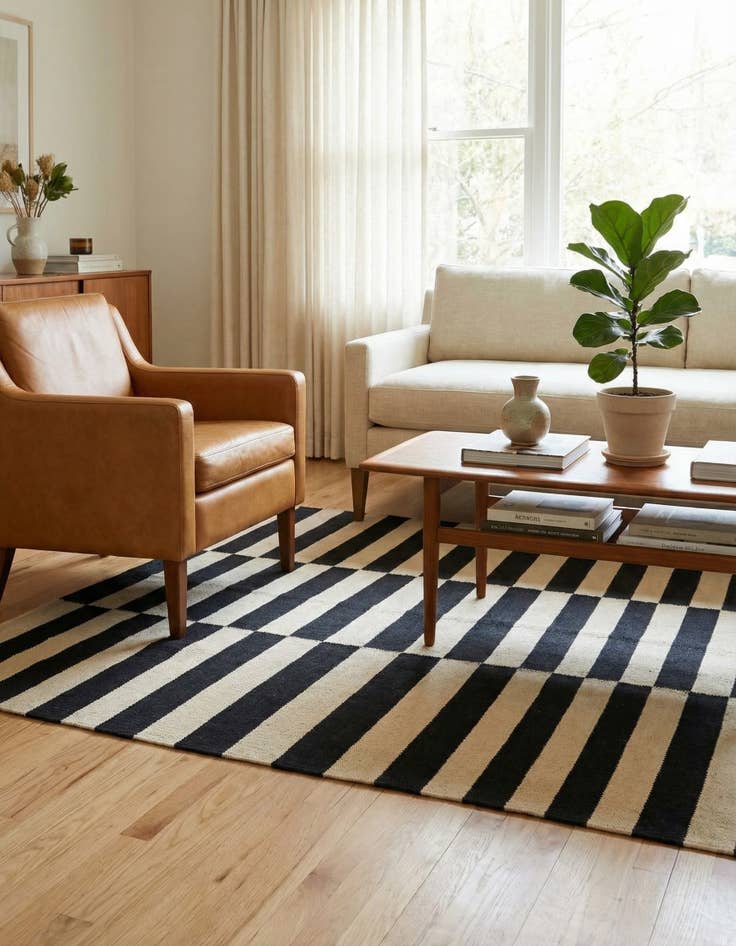 Detail image of 3' 7 x 4' 8  Hand Woven Kilim Modern Wool Rug