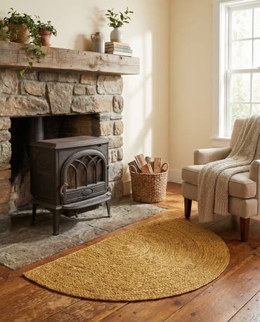  2' 2 x 3' 7  Hand Braided Jute Hearth Rug