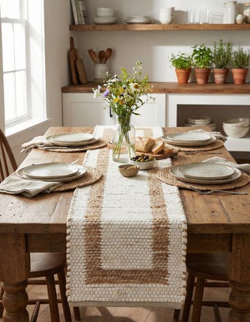 1' 2 x 4' 1 Hand Woven Chindi Jute Table Runner Rug