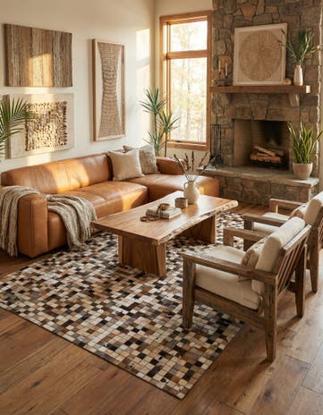 5' x 7' 10 Cowhide Leather Rug