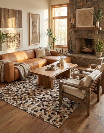 5' x 7' 10 Cowhide Leather Rug