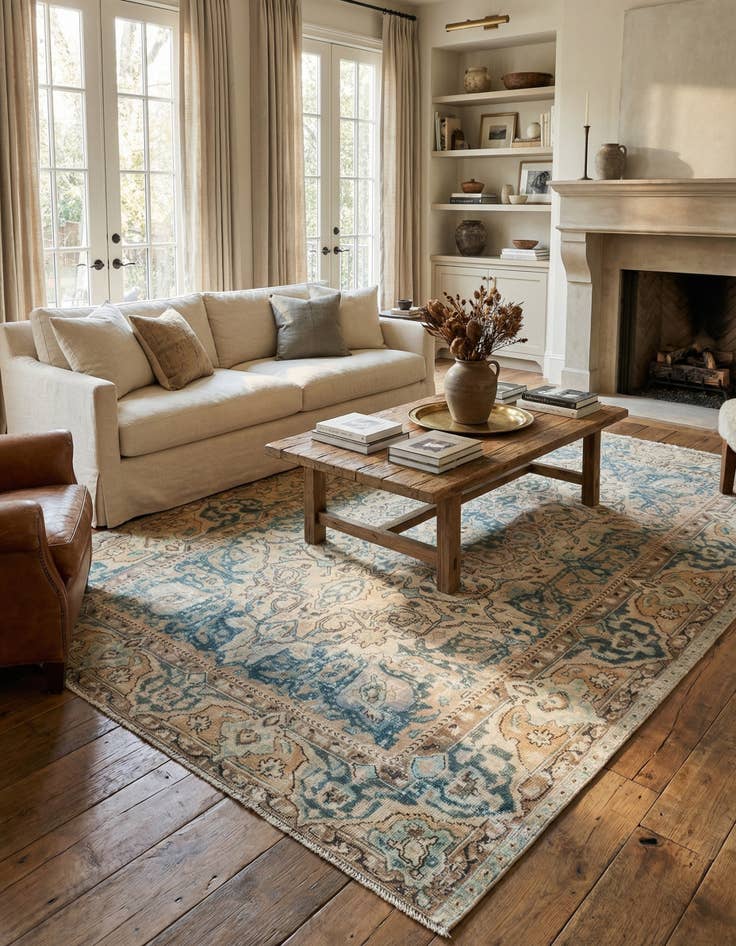 Detail image of 6' 3 x 9' 7  Hand Knotted Ultra Vintage Persian Wool Rug