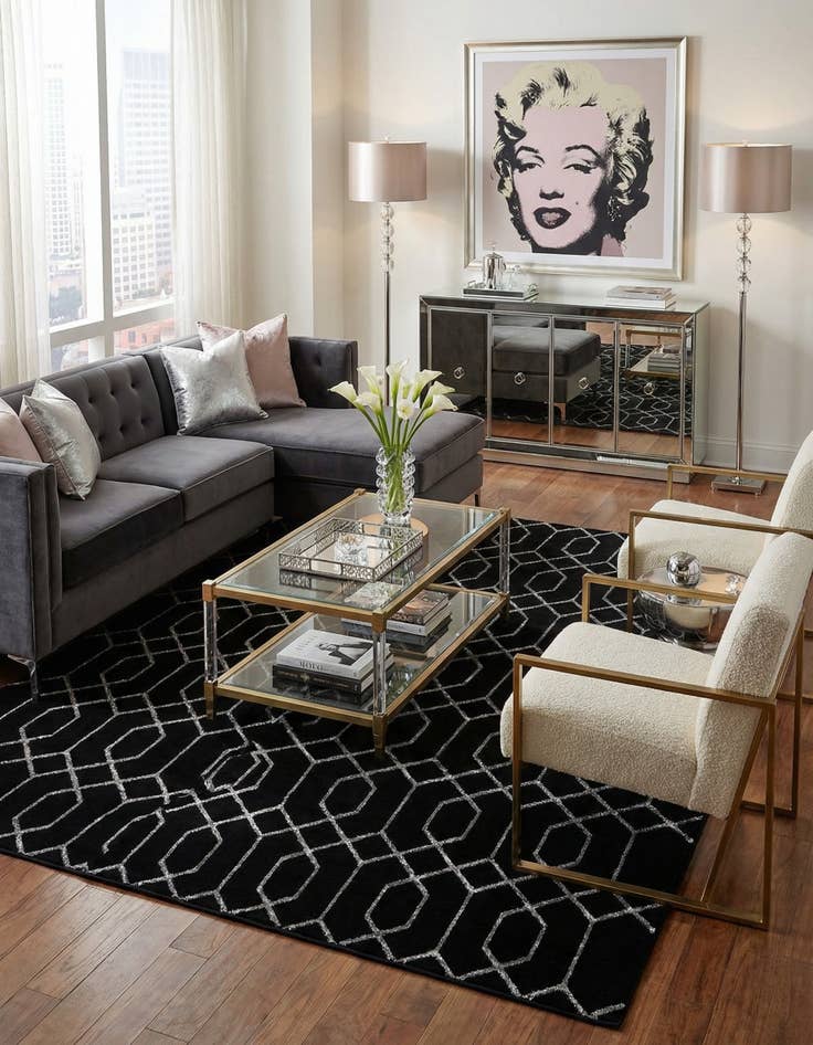 Detail image of 10' x 13'  Marilyn Monroe™ Glam Trellis Rug