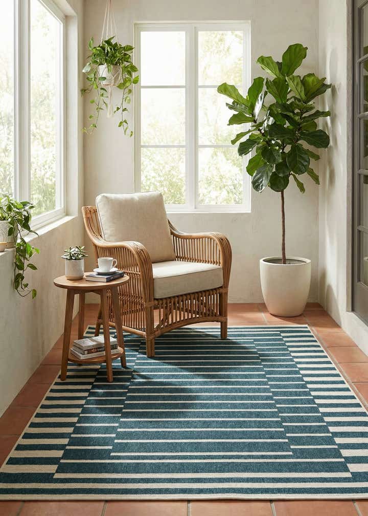 5' 2 x 7' 7 Easy-Clean Modern Indoor / Outdoor Rug