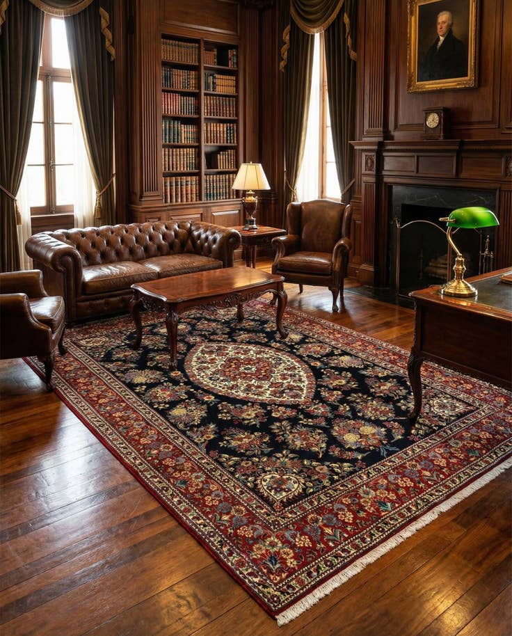 Detail image of 6' 8 x 9' 9 Hand Knotted Qom Persian Rug