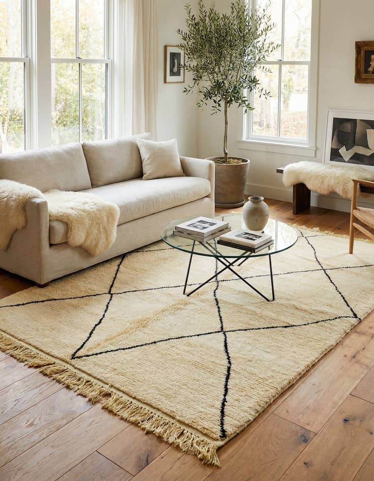 Detail image of 7' 1 x 9' 2  Hand Knotted Moroccan Wool Rug