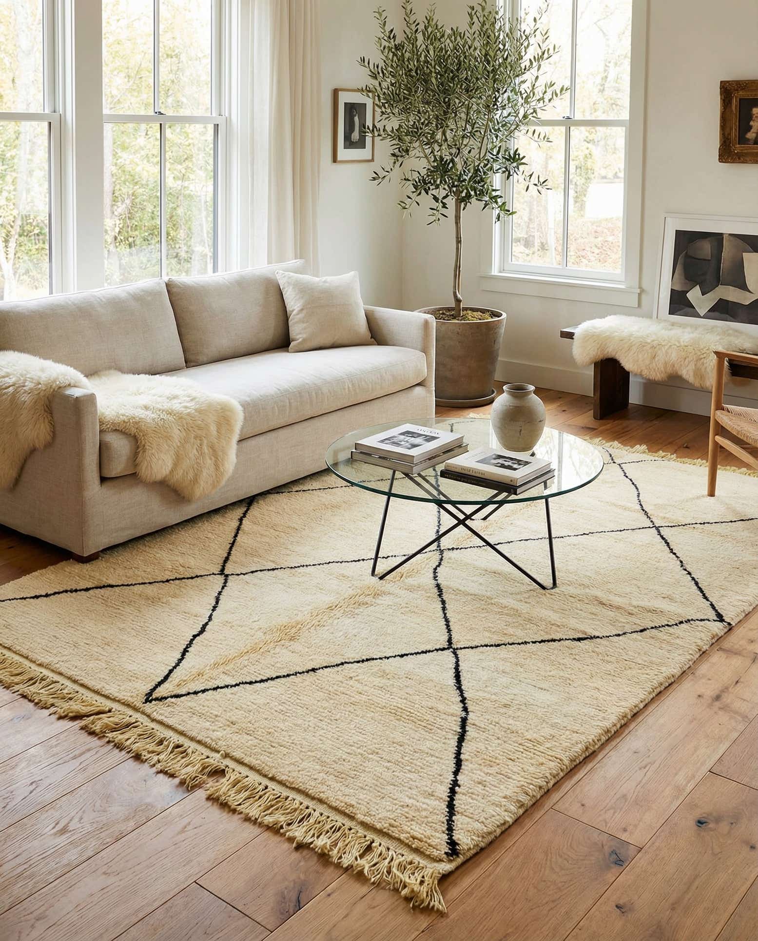 7' 1 x 9' 2 Hand Knotted Moroccan Wool Rug