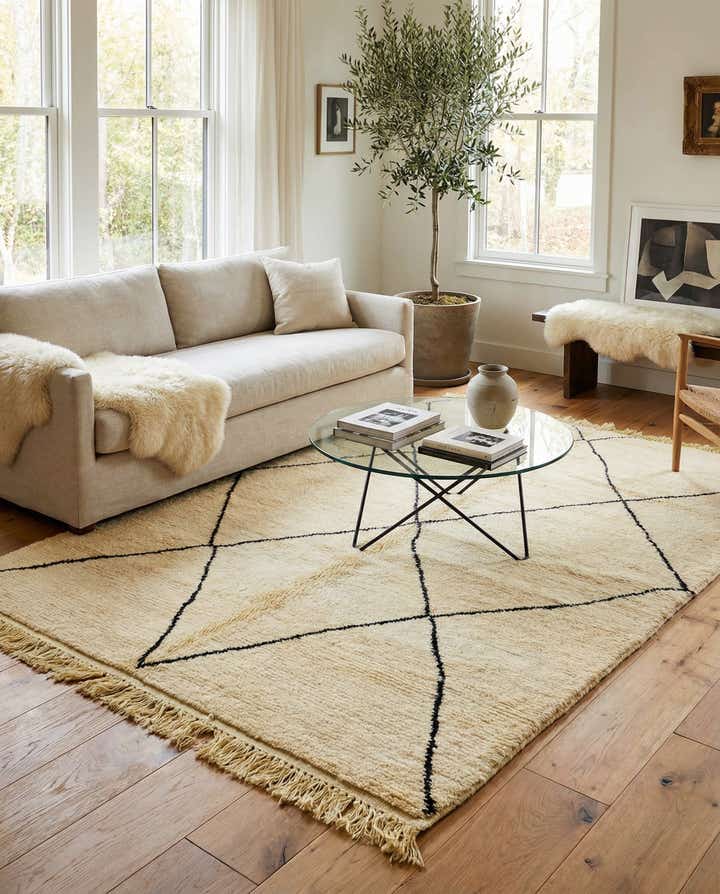 7' 1 x 9' 2 Hand Knotted Moroccan Wool Rug