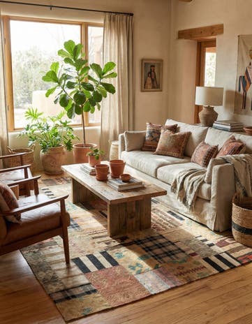 6' 5 x 9' 5 Hand Woven Kilim Patchwork Wool Rug