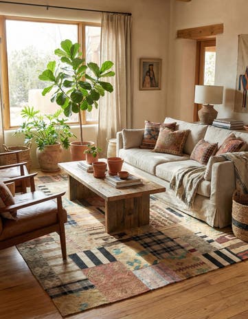 6' 5 x 9' 5 Hand Woven Kilim Patchwork Wool Rug