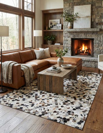 5' 4 x 8' Cowhide Leather Rug