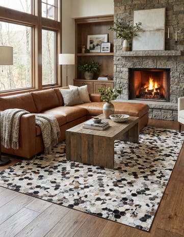 5' 4 x 8' Cowhide Leather Rug