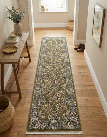 Green Nain Design Runner Rug