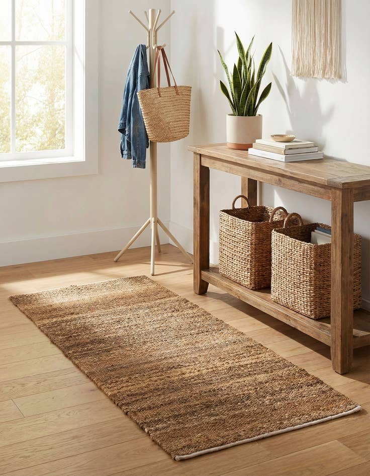 Detail image of 2' x 4' 1  Hand Woven Palm Beach Jute Runner Rug