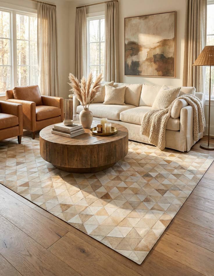 Detail image of 5' 2 x 8' 1 Cowhide Stocks Rug