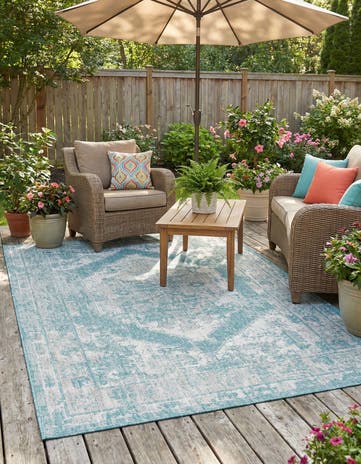 5' 3 x 8' Easy-Clean Traditional Indoor / Outdoor Rug