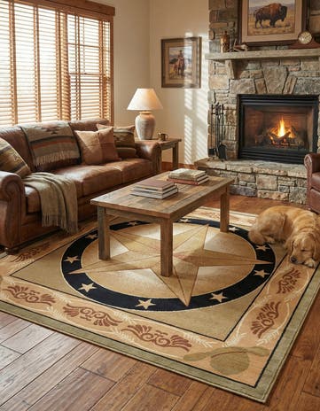 Green Pioneer Square Rug