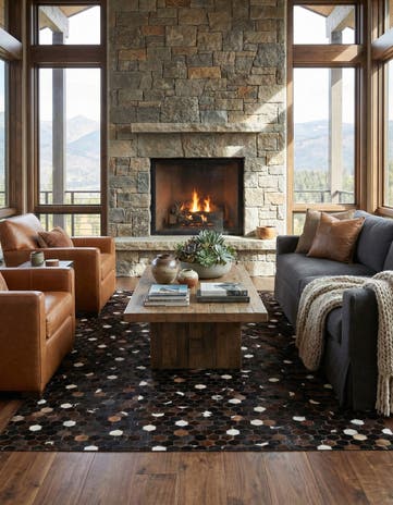 5' 1 x 8' 2 Cowhide Leather Rug
