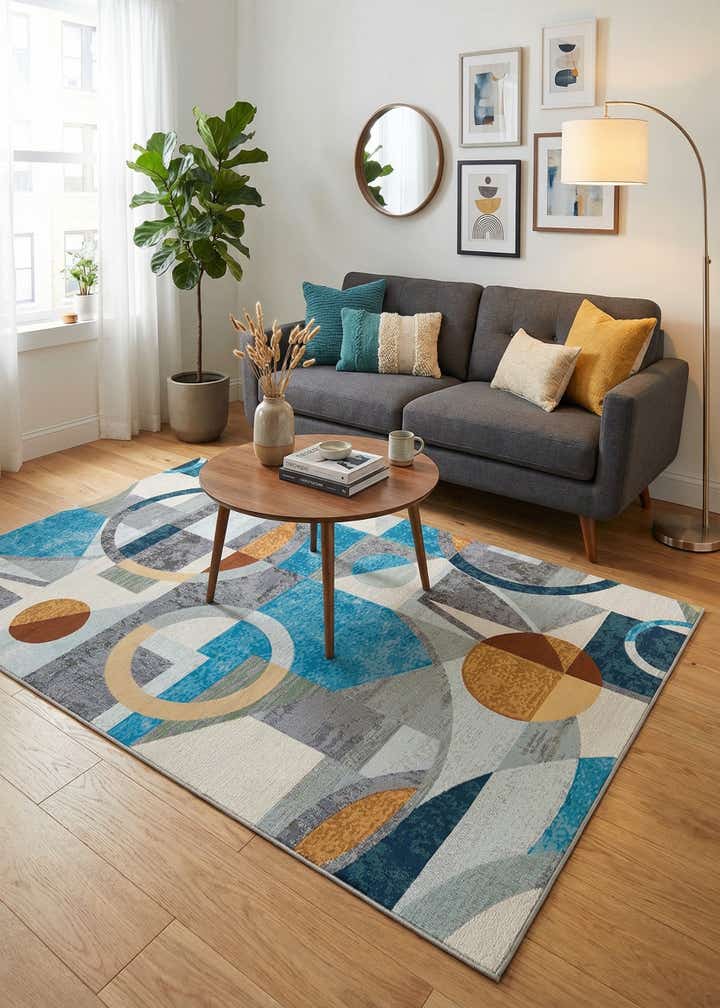 6' 1 x 9' Easy-Clean Modern Indoor / Outdoor Rug
