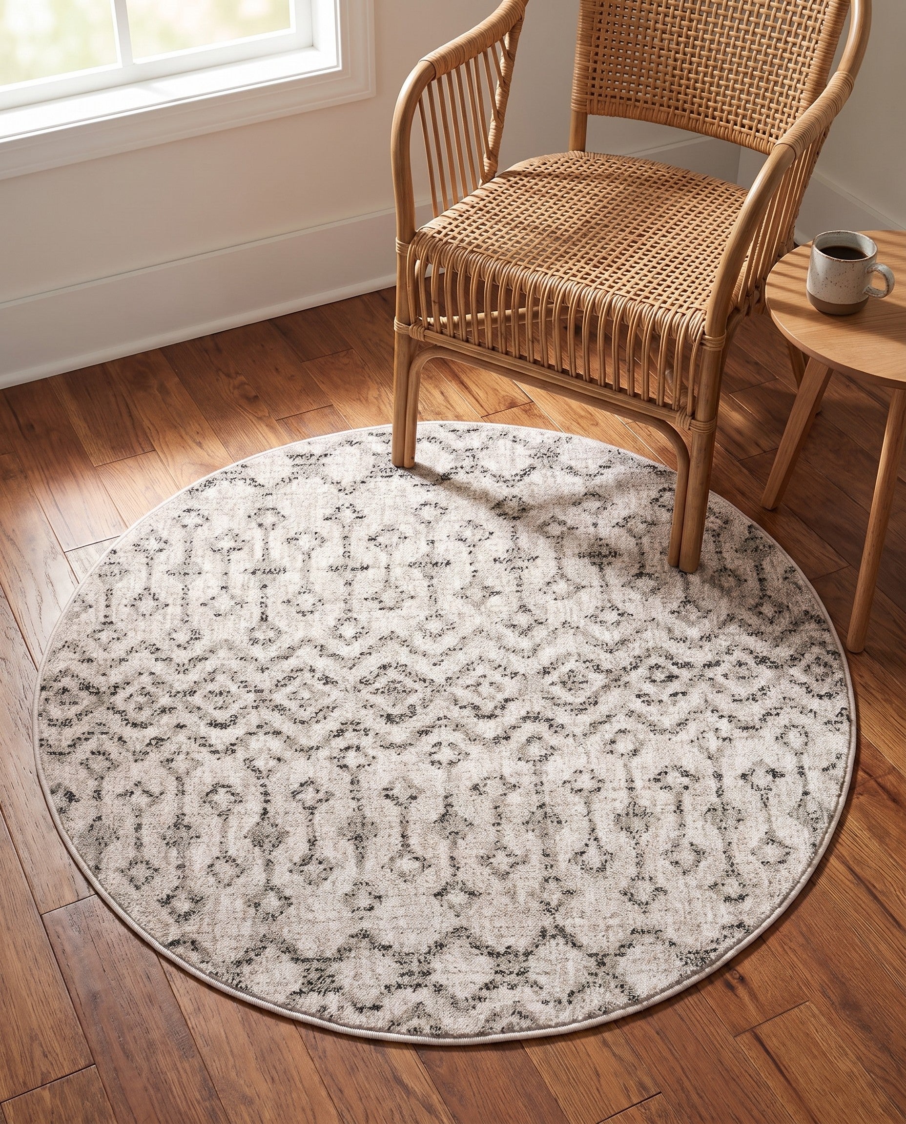 3' 3 x 3' 3 Eco Trellis Round Rug