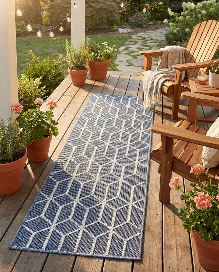 2' x 6' 1 Easy-Clean Lattice Indoor / Outdoor Runner Rug